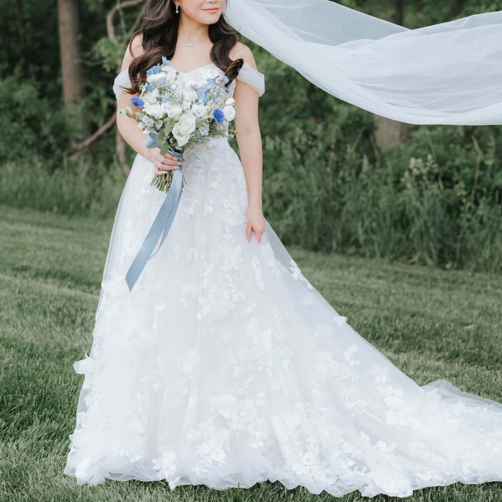 Maggie Sottero - Laila A-Line Strapless 3D Floral Wedding Gown - Picture 4 of 6